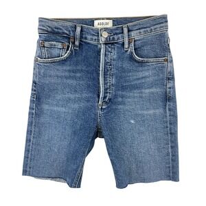 AGOLDE Women's 25‎ Blue Nico Mid Rise Cutoff Denim Shorts Frayed Hem